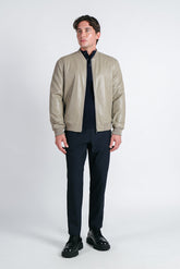 GIUBBOTTO BOMBER EFFETTO PELLE TORTORA